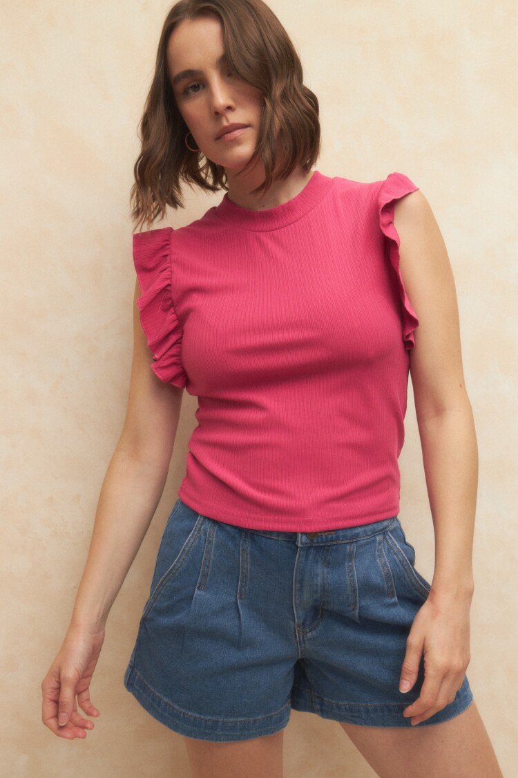 TOP RUFFLE Fuxia