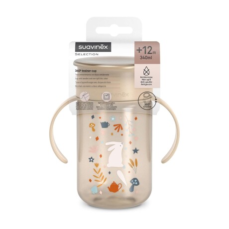 Vaso 360° Antiderrame Entrenador Infantil Con Asas Beige