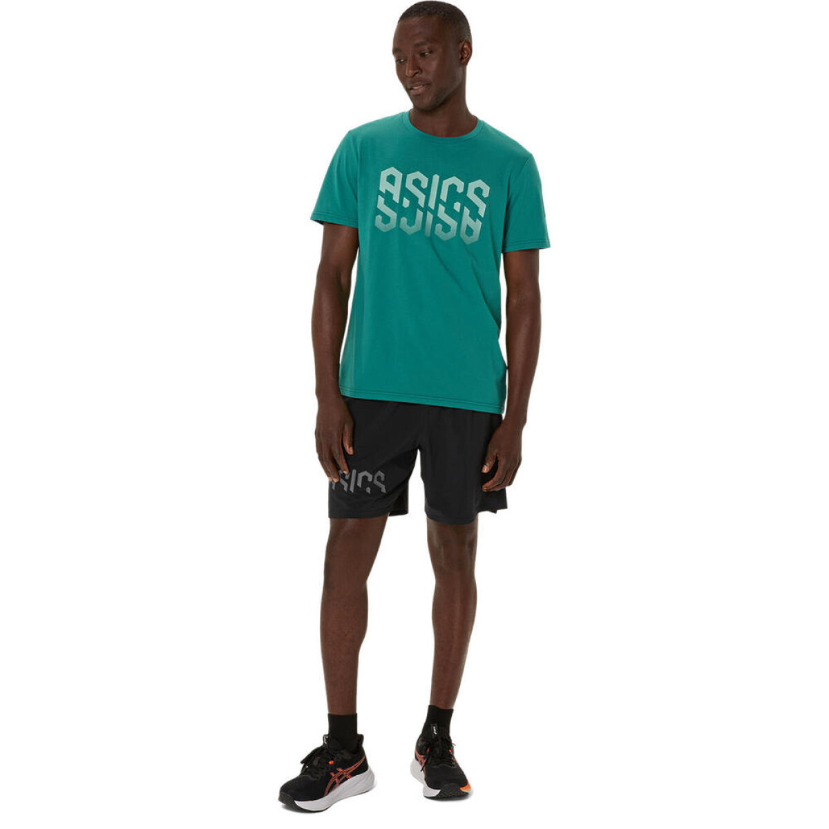 Polo Training Asics Hex Graphic Cotton Blend Tee Hombre - Rainy Lake 