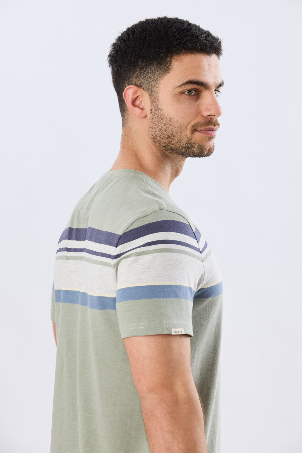 REMERA RAYADA DE ALGODÓN Pistacho
