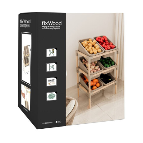 Estantería Organizadora Rack 6 Cajones 90x55x39Cm Madera PP Beige