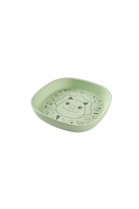 Plato de silicona, verde, diseño dino Sin color
