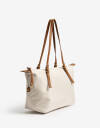 Shopper Shopper Con Doble Asa De Hombro Regulable. - Blanco Crema