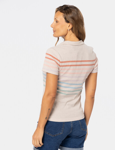 REMERA POLO RAYADA Beige