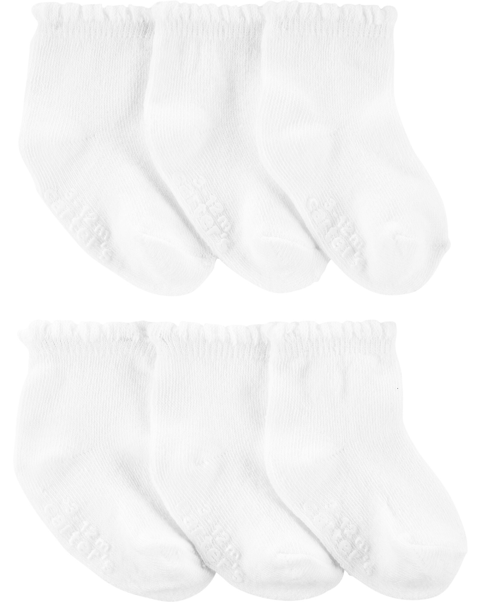 Pack seis pares de medias de algodón, antideslizantes, blancas Pack seis pares de medias de algodón, antideslizantes, blancas