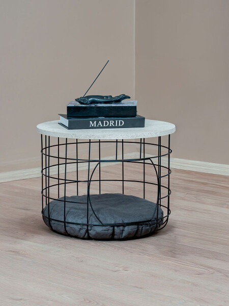 MESA GREY CON CAMA PARA MASCOTA GRIS