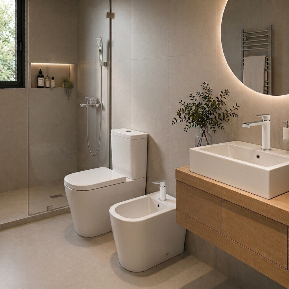 COMBO DE BAÑO GRIFERIA LINEA IVREA + BACHA QUADRA BLANCA Combo De Baño Griferia Linea Ivrea + Bacha Quadra Blanca