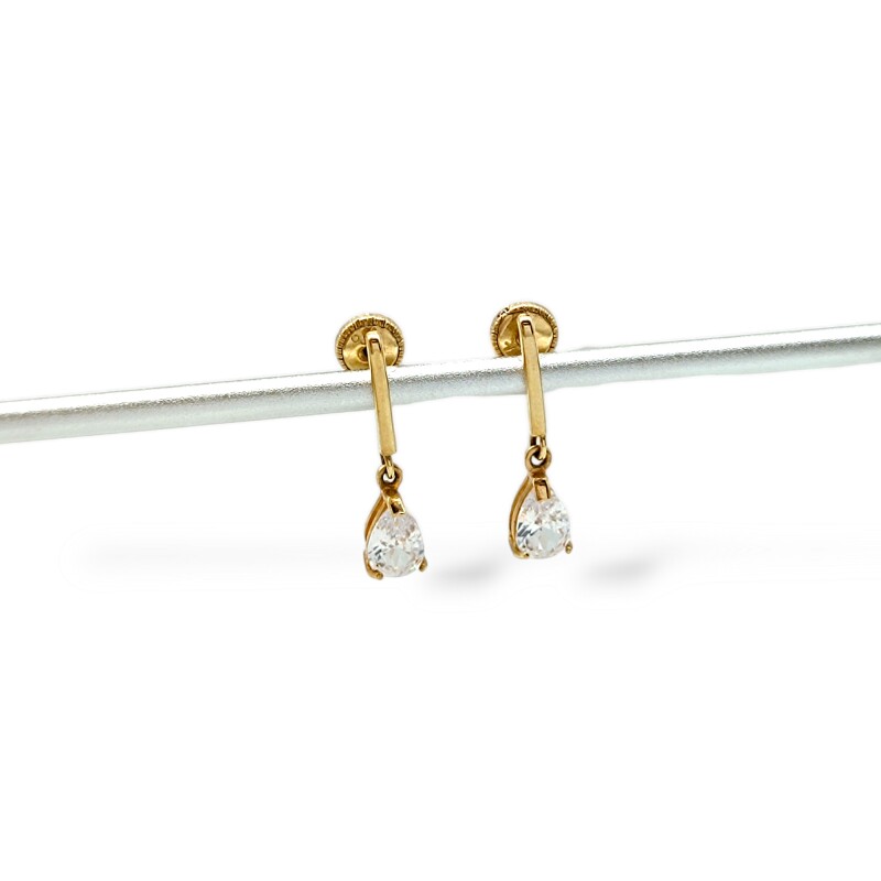 Caravanas oro Gotas - Oro bajo - Zirconia blanca- CA8008 conpiedra
