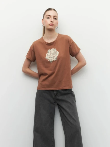T-SHIRT D.CASSIN DIMIS MARRON