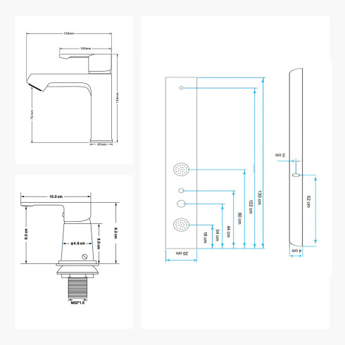 JUEGO DE GRIFERIA LAVATORIO BAJO PANEL DE DUCHA Y BIDET CON TRANSFERENCIA 000