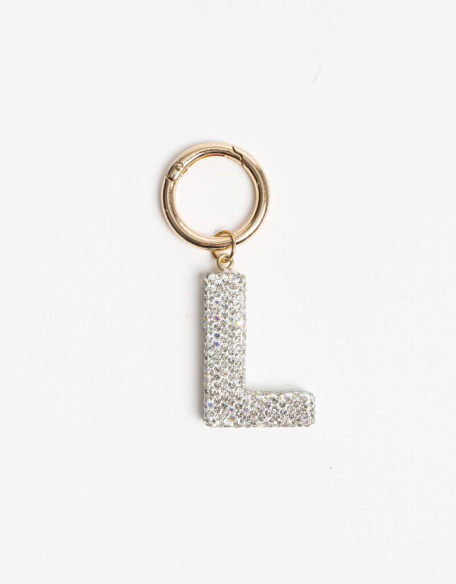 Llavero Y Bag Charm Strass Letra ''l'' - Plateado Hematite 