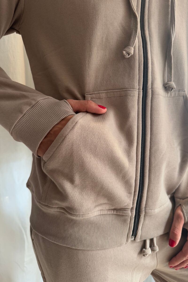 Campera capucha Visón