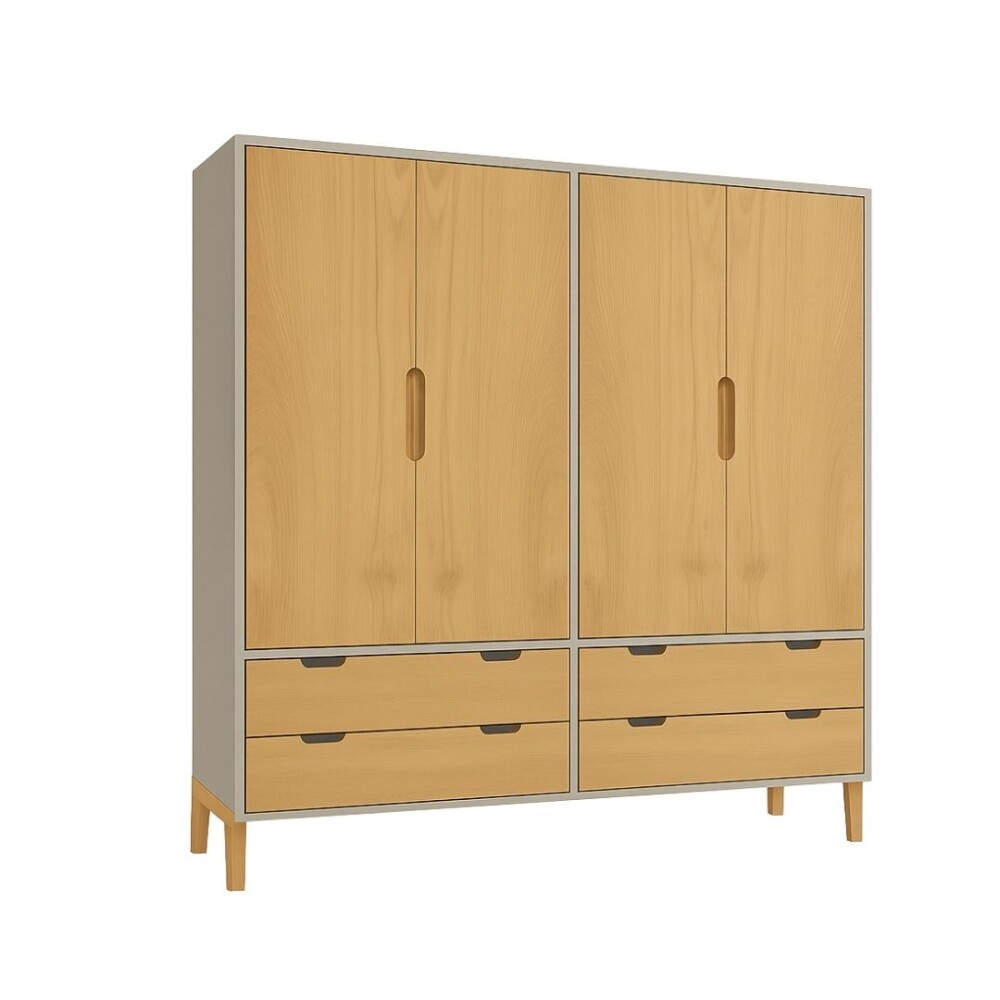ROPERO - 4 PUERTAS LINEA WOOD GRIS