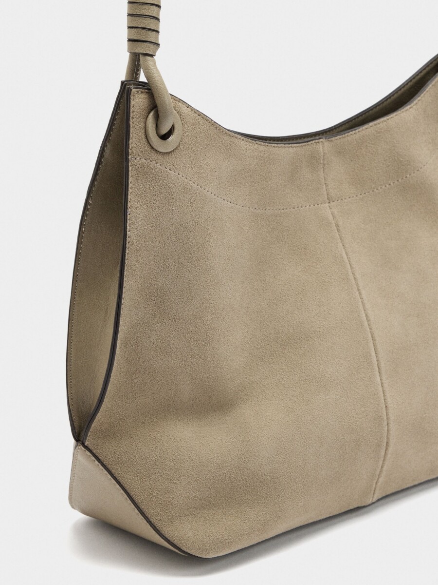 Bolso De Hombro Con Detalles De Piel taupe