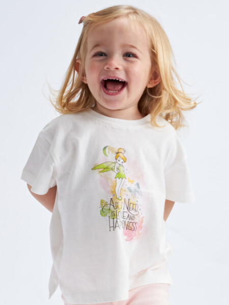 Camiseta manga corta estampada Tinkerbell - Blanco