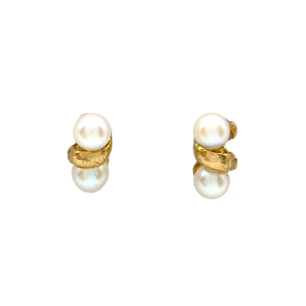 Caravanas doble perlas - Oro bajo - Perla de cultivo- CA8206 conperla