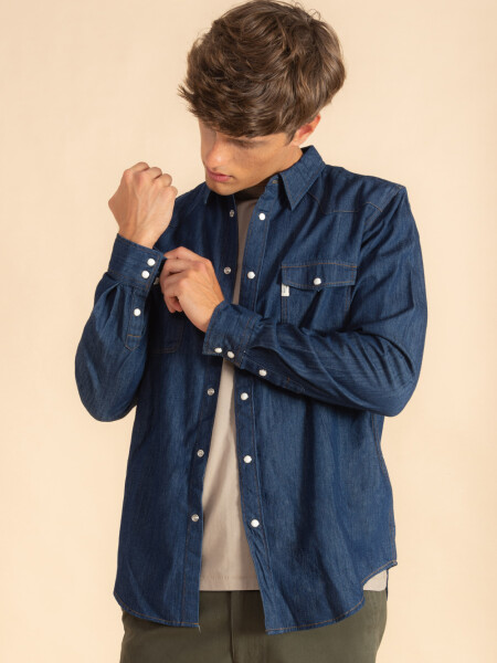 Camisa de jean Azul