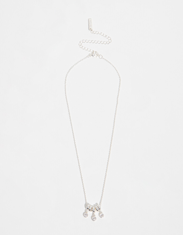 Cadena Corta con Dije Strass Collar Con Dije De Cubic Zirconia - Plateado