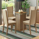 Juego De Comedor 4 Sillas/mesa Living De Vidrio Tapizado Rus Beige