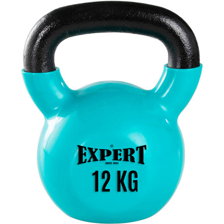 Pesa Rusa 12Kg Expert Hierro Macizo Kettlebell Mancuerna Recubierta Celeste