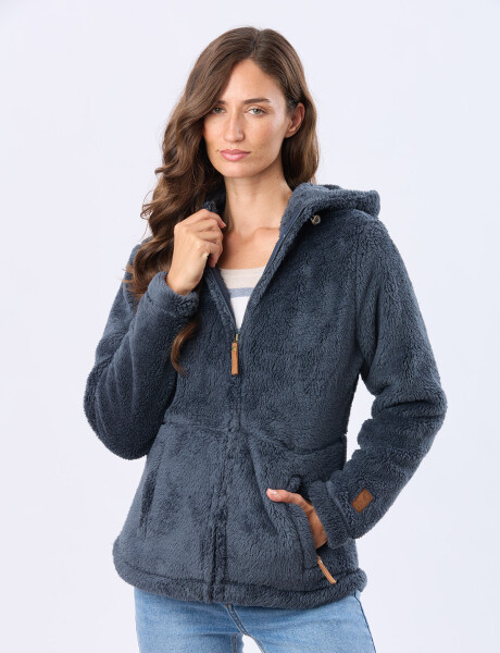 CAMPERA CON CAPUCHA SHERPA Azul