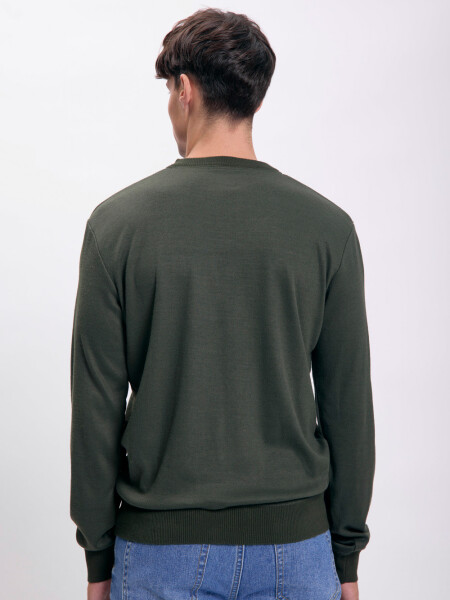 Buzo punto básico cuello redondo Verde