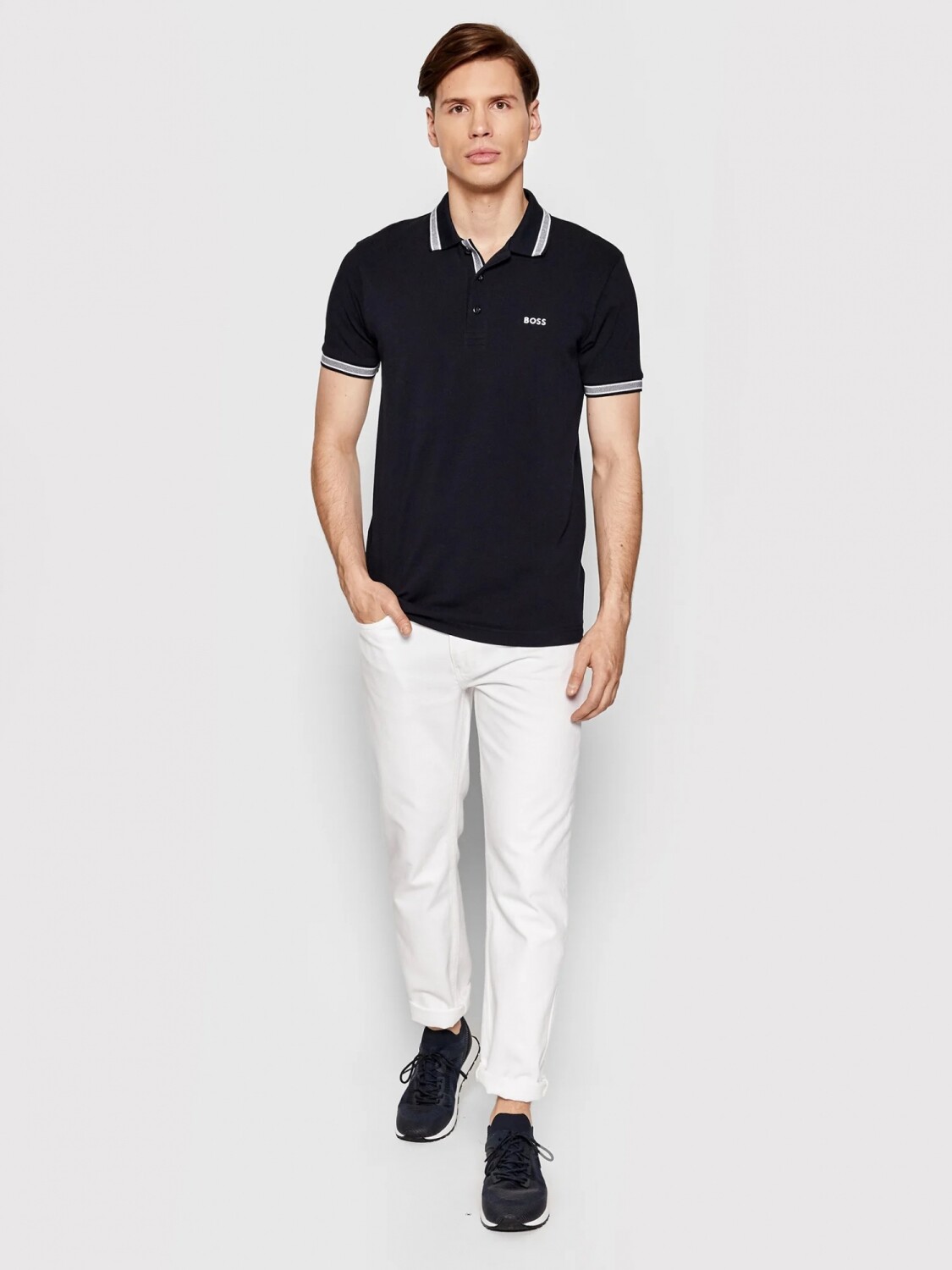 HUGO BOSS Polo de Algodón Piqué con Logo Contrastante 0