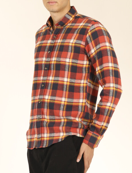 Camisa De Viyela Harrington Urban Rojo/azul Oscuro