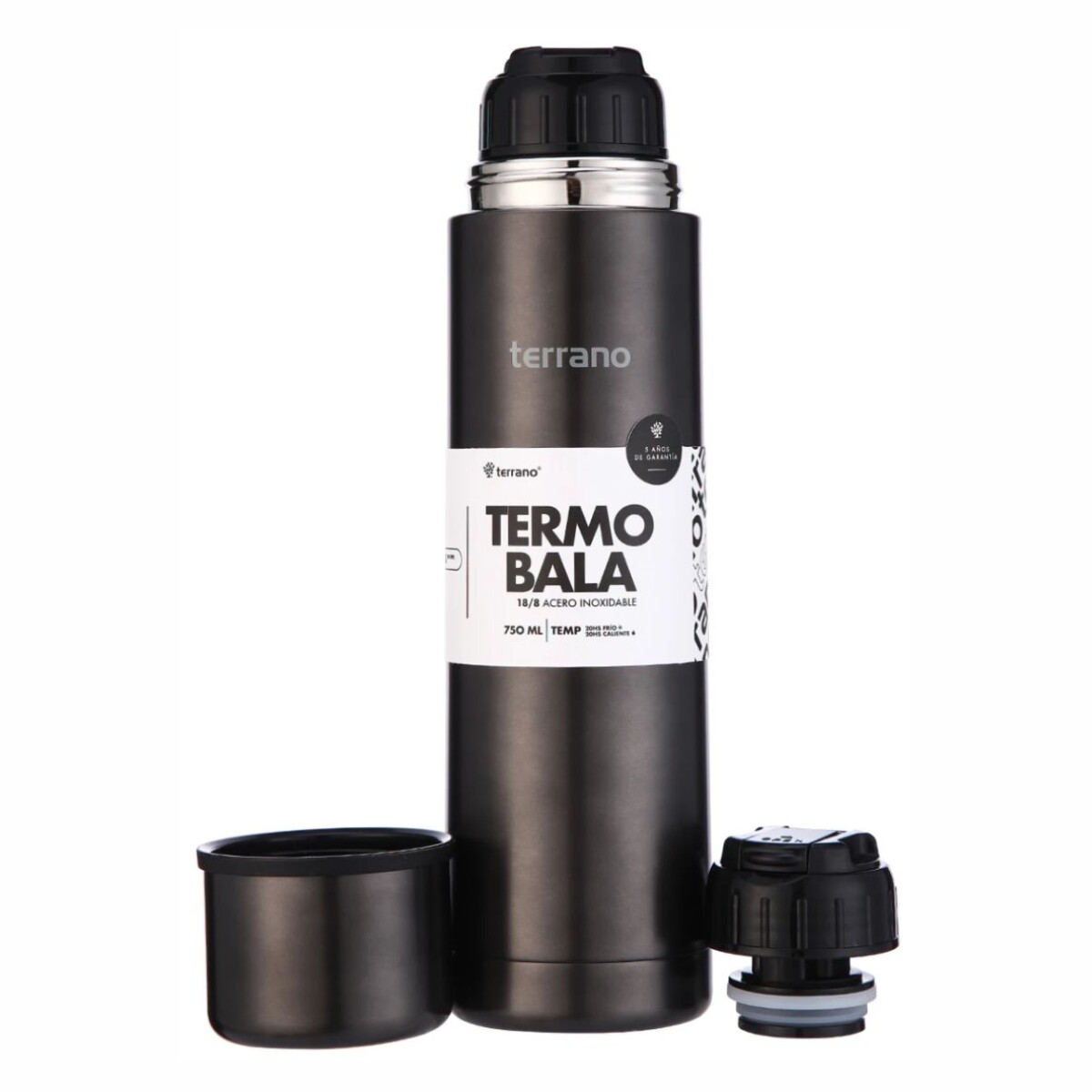 TERMO TERRANO BALA 750ML - NEGRO METAL 