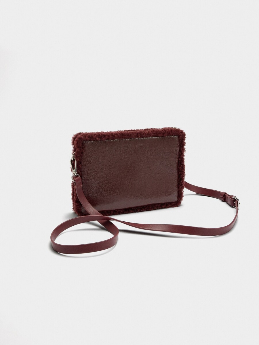Bolso Bandolera Bordes Efecto Pelo burdeos