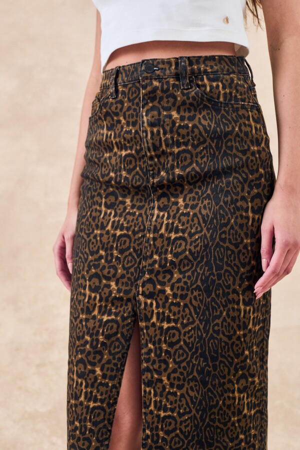 Falda Midi Animal Print Multi