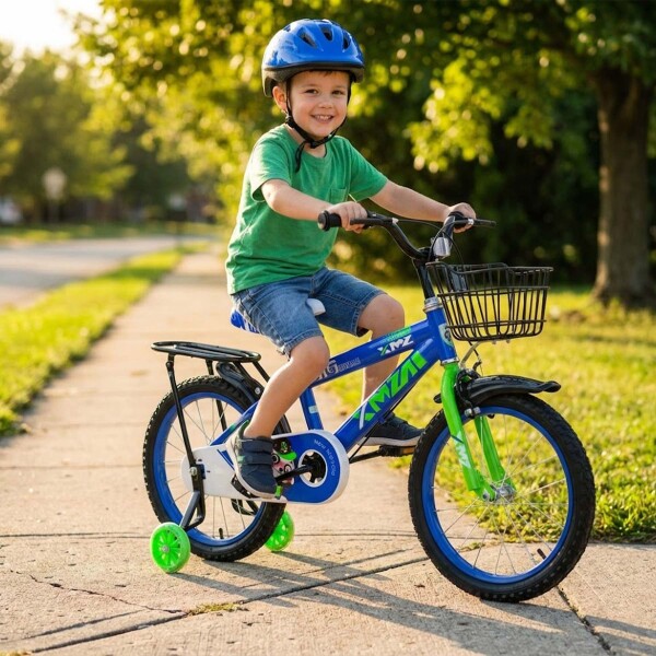Bicicleta Infantil XMZ Rodado16 Canasto Parrilla Guardabarro Azul 1