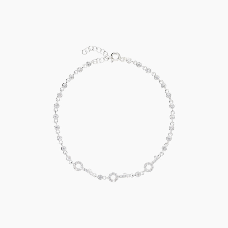 Pulsera en plata 925 y circonias con diseño de llave Pulsera En Plata 925 Y Circonias Con Diseño De Llave