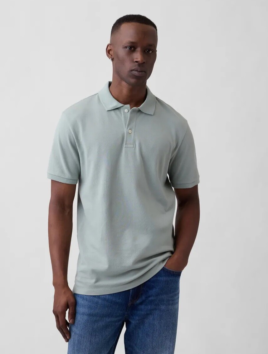 Remera Tipo Polo Hombre - Iceberg Green 16-5808 