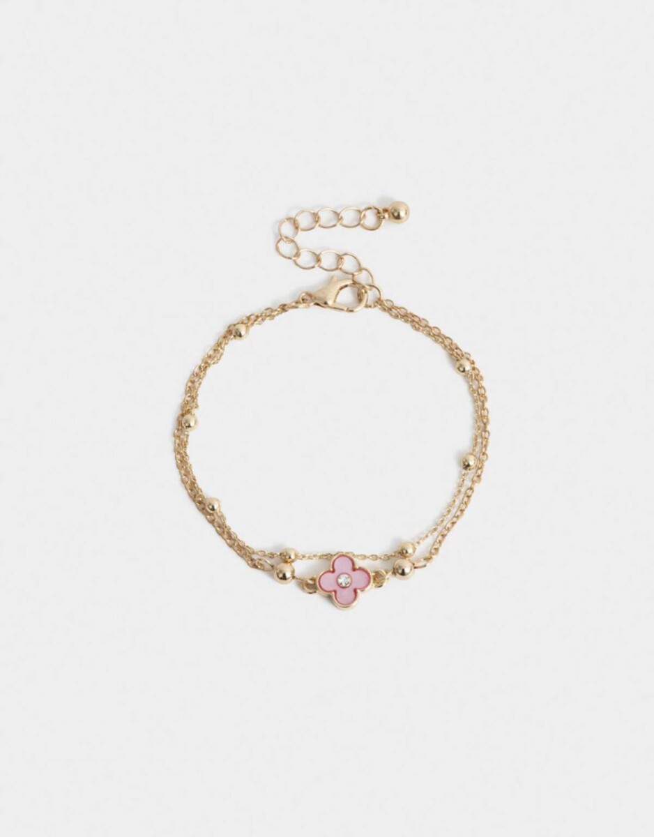 Pulsera Flexible Con Dije Flor - Dorado 