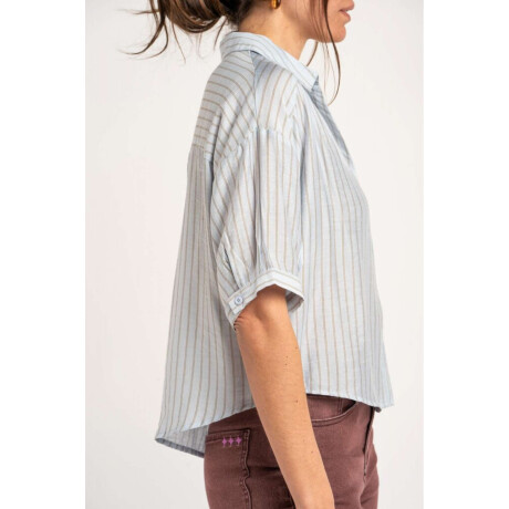 Camisa Rayada Celeste
