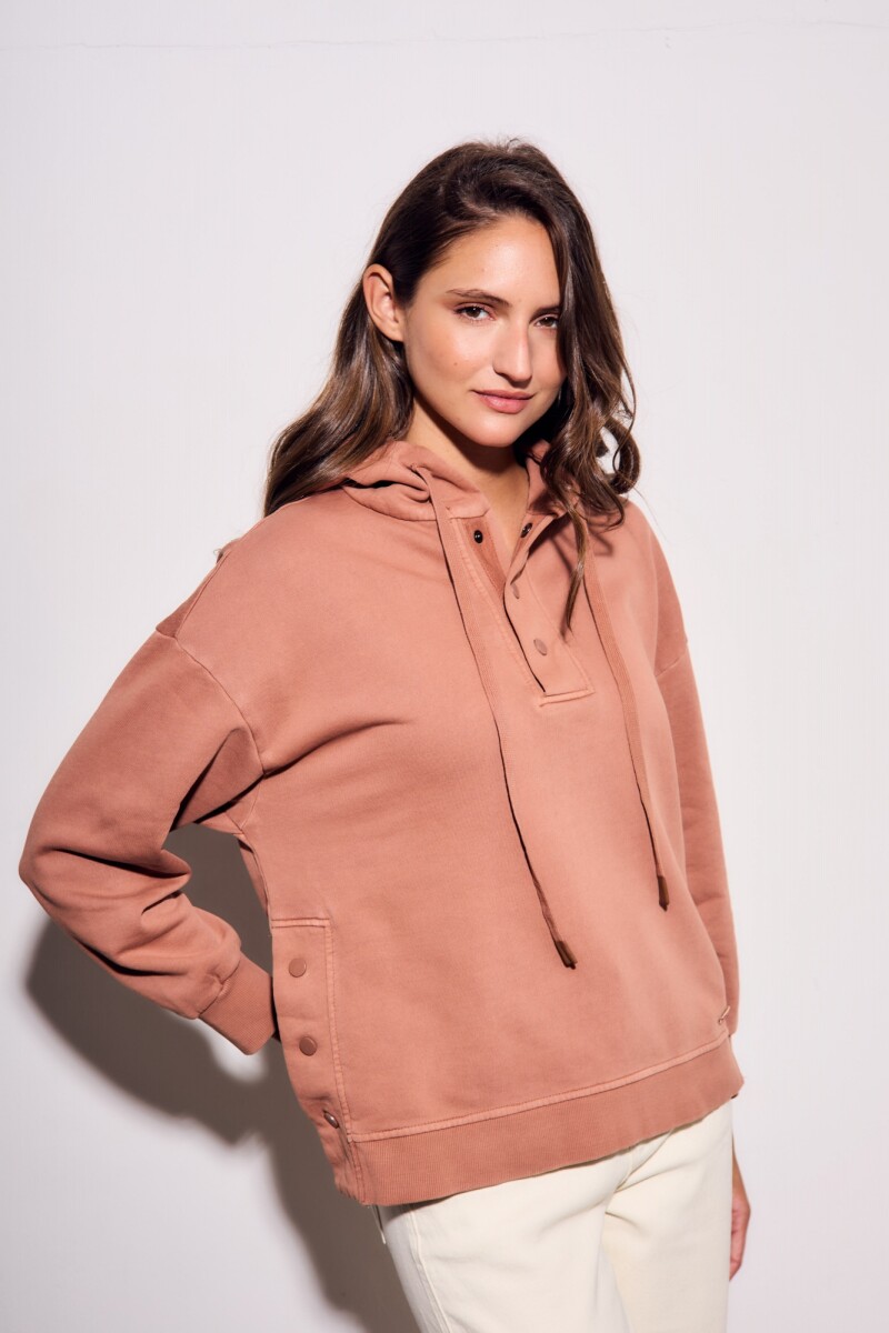 Sweater Capucha Lavado Mocha