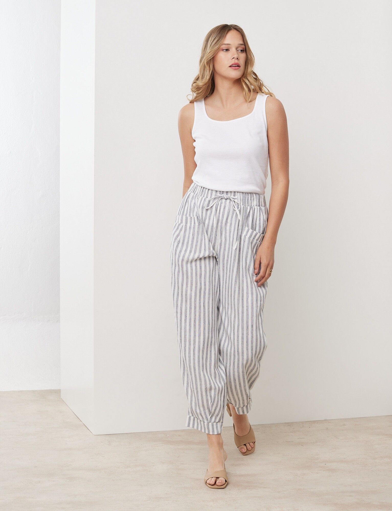 Pantalon lino discount