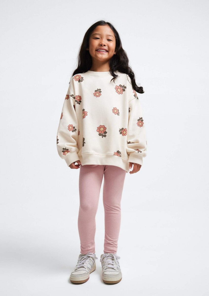 SUDADERA EXTRAGRANDE DE FELPA ESTAMPADA - BLANCO 