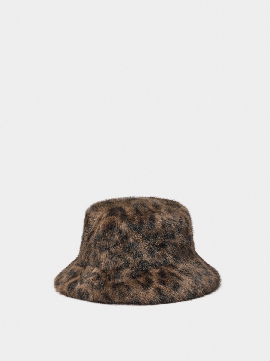 Sombrero Bucket Efecto Pelo Estampado Animal - multicolor 
