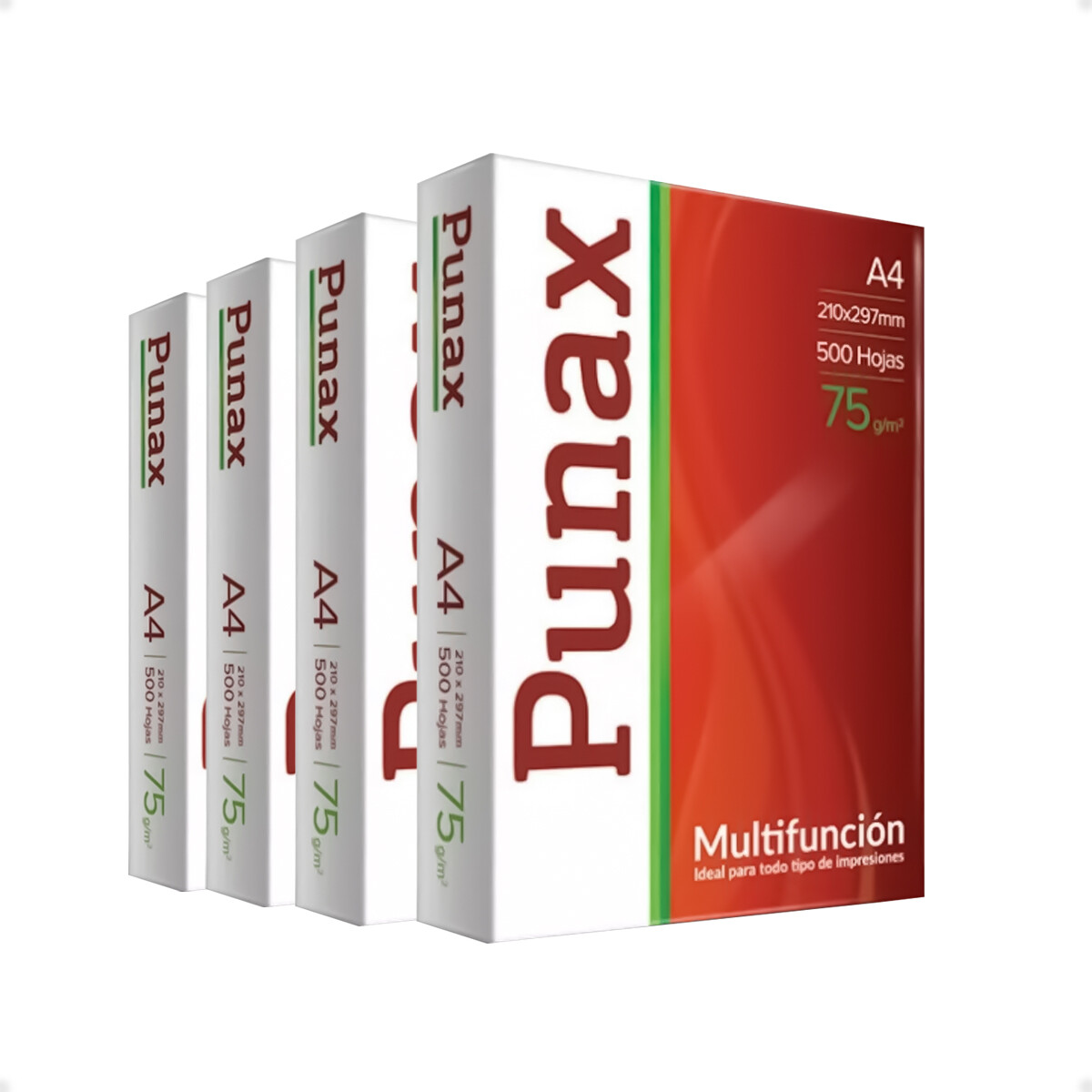 Resma Punax A4 multifunción de 500 hojas de 75g blanco - x4 