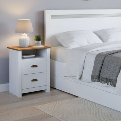 Mesa de Luz Madera maciza Linea Colonial Blanca