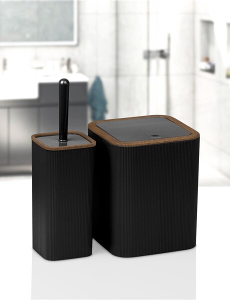 SET 2PCS BAÑO MINA PP/MADERA CUADRADO RAYAS NEGRO SET 2PCS BAÑO MINA PP/MADERA CUADRADO RAYAS NEGRO