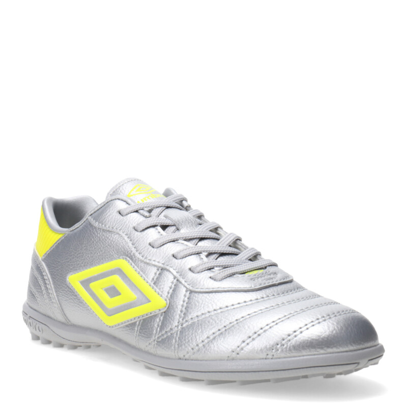 Championes de Fútbol 5 Infantiles Umbro Touch TF Plateado - Amarillo Fluor