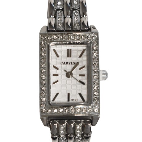 Reloj Pulsera para Mujer Diseño Clásico Elegante con Brillos Plateado
