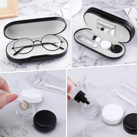 Estuche rigido para lentes de armazon y contacto Negro