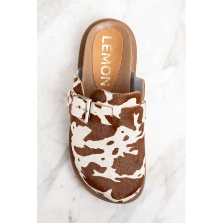 Zueco Animal Print Vaca Marrón