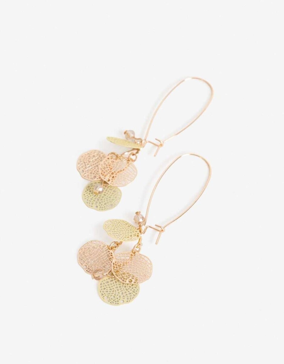 Aretes Colgantes Con Racimo De Hojas - Dorado 
