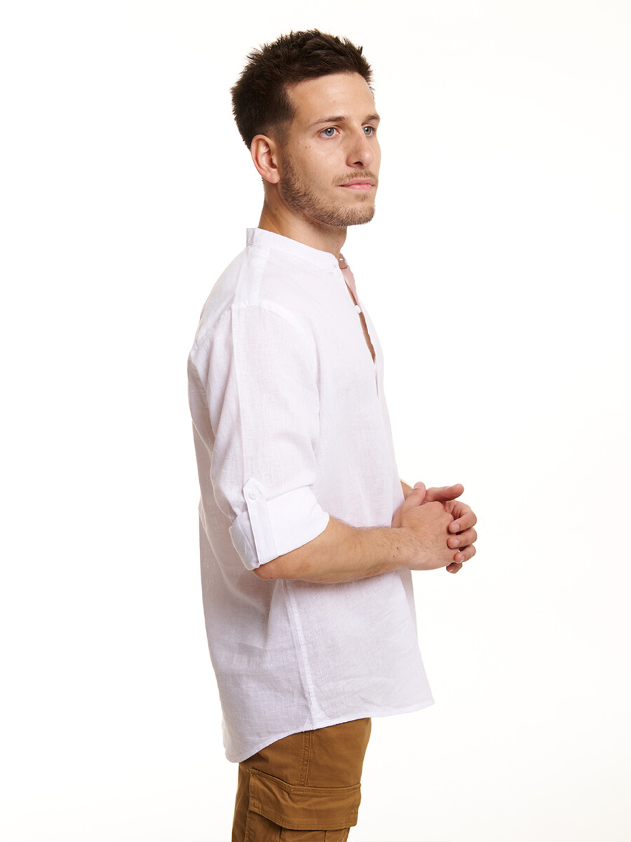 Camisa m/l lino - blanco 