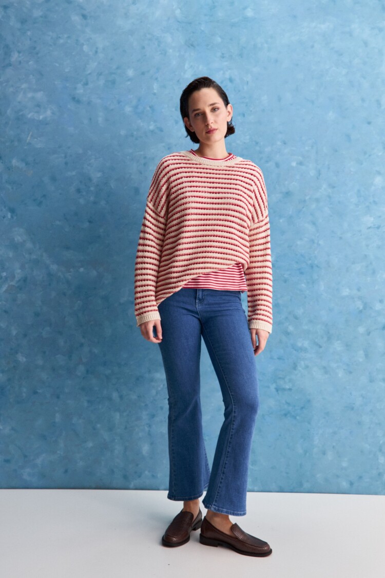 SWEATER IRENE Blanco/Rojo